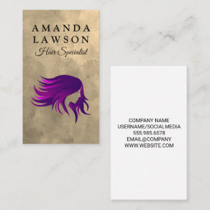 Hair Specialist   Purple Hair Flowing Business Card