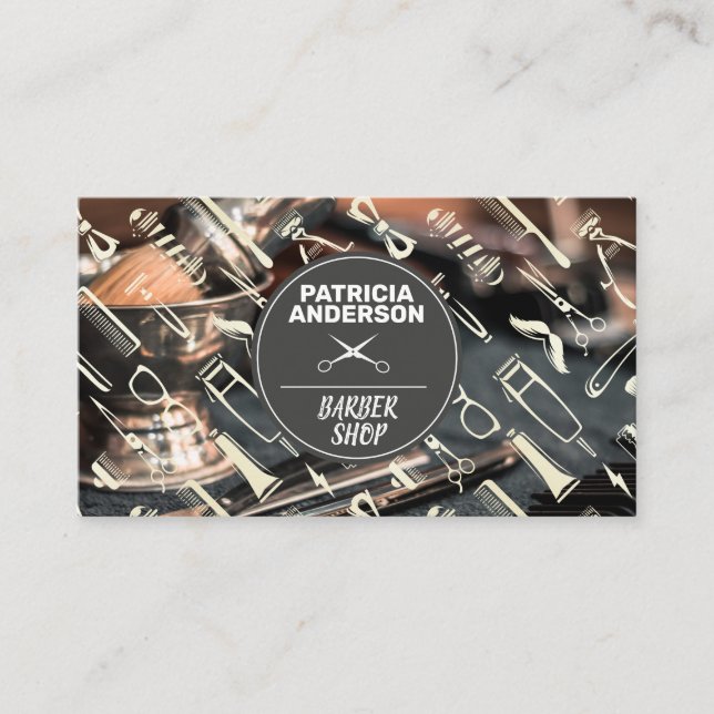 Hair Station | Salon Barber Tools Business Card (Front)