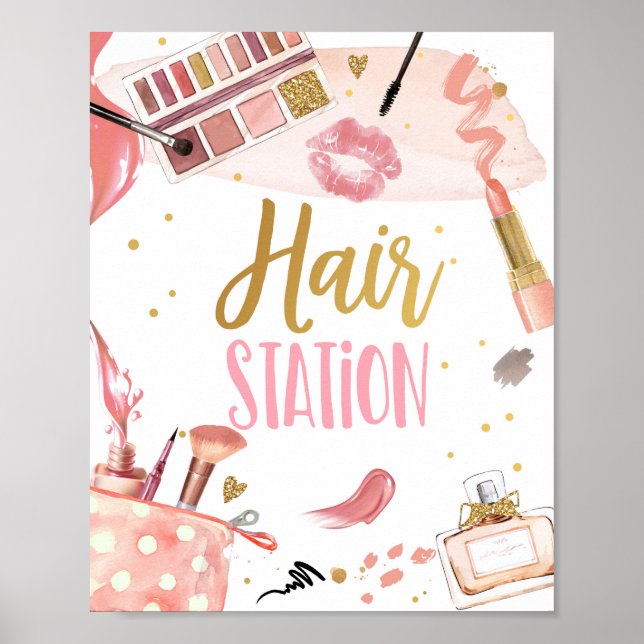 Hair Station Spa Party Makeup Glamour Birthday Pos Poster (Front)