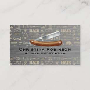 Hair Style Barber Pattern   Straight Edge Blade Business Card