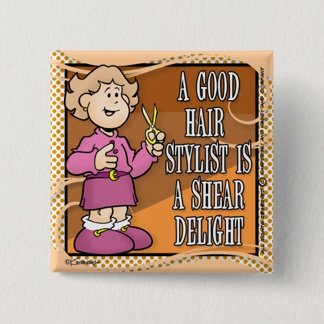 Hair Stylist 15 Cm Square Badge (Front)