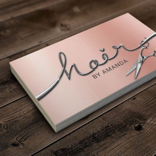 Hair Stylist 3D Typography Modern Rose Gold Salon Appointment Card (Creator Uploaded)