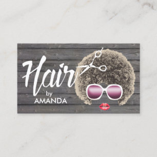 Hair Stylist African American Natural Hair Wood Business Card