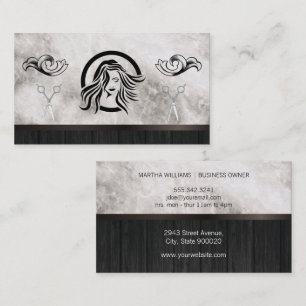 Hair Stylist and Beauty   Marble Wood Business Card