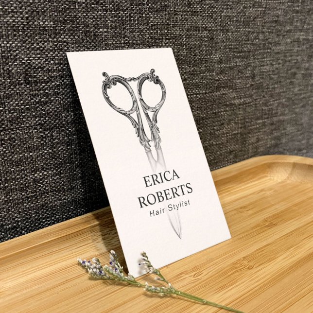 Hair Stylist Antique Scissor & Rose Beauty Salon Business Card (Creator Uploaded)