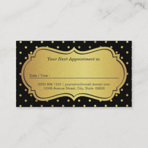 Hair Stylist Appointment - Black Gold Glitter Dots Card