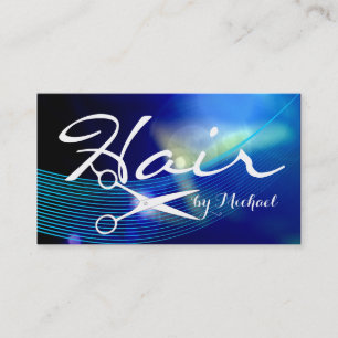 Hair Stylist Appointment Blue Abstract #3 Card