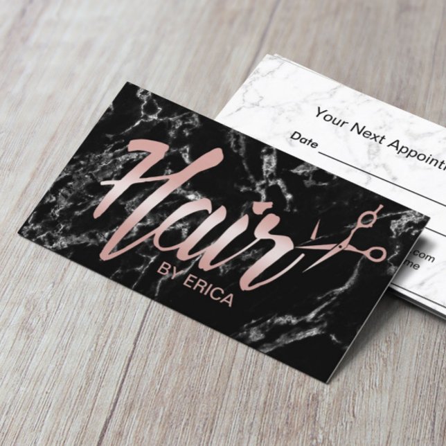 Hair Stylist Appointment Classy Script Dark Marble (Creator Uploaded)