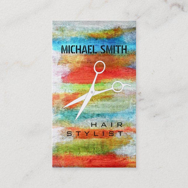 Hair Stylist Appointment Colourful Modern Wood #20 (Front)