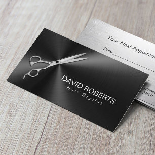 Hair Stylist Appointment Modern Black Metallic Card