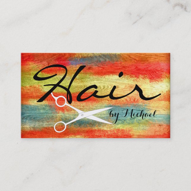 Hair Stylist Appointment Modern Colourful Wood #3 (Front)