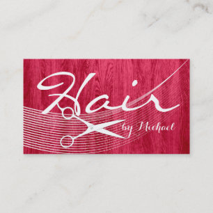 Hair Stylist Appointment Modern Red Wood Grain #2 Card