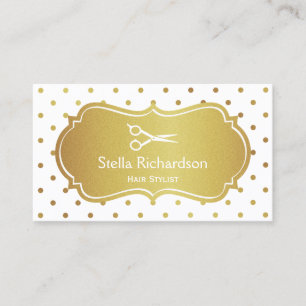 Hair Stylist Appointment - White Gold Glitter Dots Card