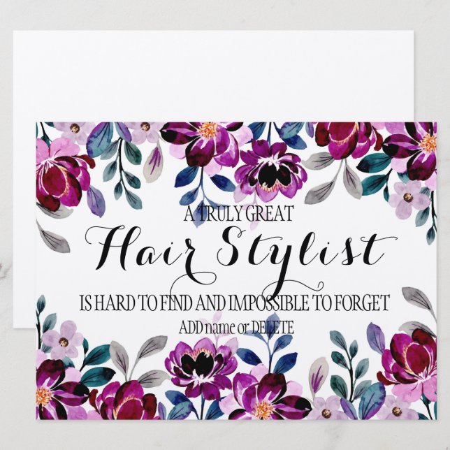 Hair Stylist appreciation thank you leaving gift Card (Front/Back)