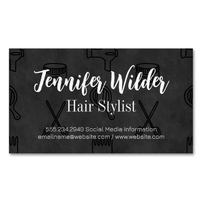 Hair Stylist Background Magnetic Business Card (Front)
