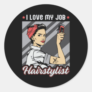 Hair Stylist Barber Hairdresser Scissors Hair Gift Classic Round Sticker