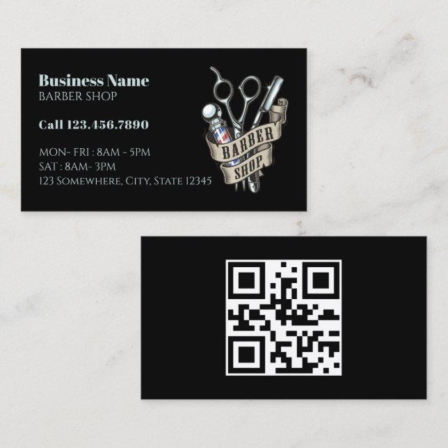 Hair Stylist Barber Pole Professional Barber Shop Business Card (Front/Back)