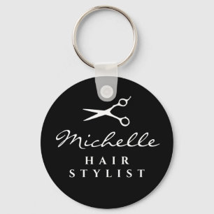 Hair stylist barber salon scissors custom name key ring
