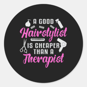 Hair Stylist Barber Scissors Therapy Hair Gift Classic Round Sticker