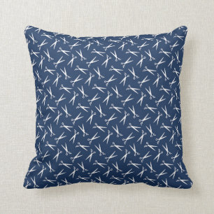 Hair Stylist Barber Shop Scissor Pattern Navy Blue Cushion