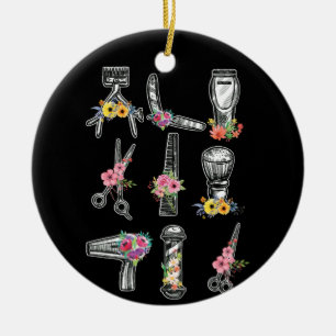 Hair Stylist Barber Tools Floral Ceramic Tree Decoration