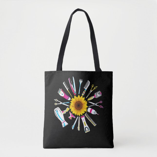 Hair Stylist Barber Tools Floral Tote Bag (Front)