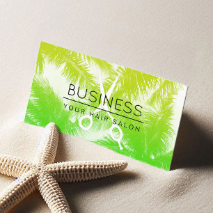 Hair Stylist Beach Themed Palm Trees Modern Salon Business Card