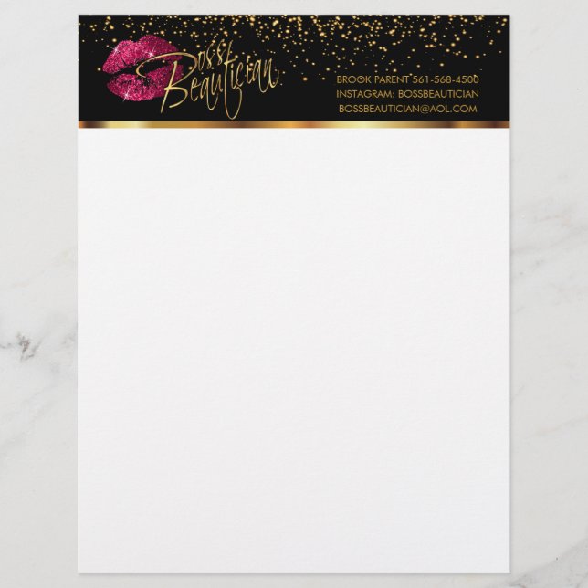 Hair Stylist Beautician Custom Letterhead (Front)