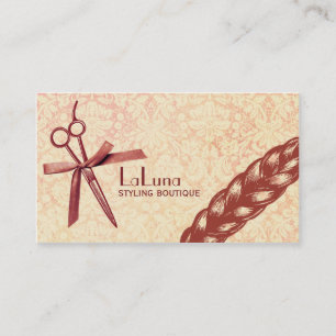 Hair Stylist Beauty Damask Vintage Business Card