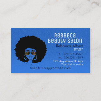 Hair Stylist Beauty Girl Salon Blue Business Card