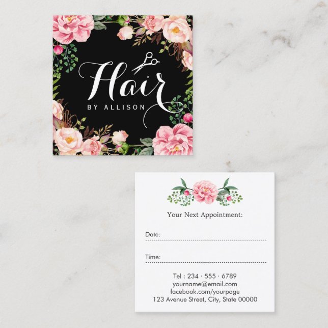 Hair Stylist Beauty Salon Chic Floral Appointment (Front/Back)