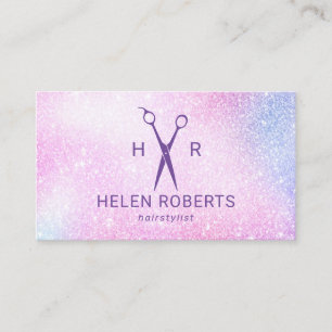 Hair Stylist Beauty Salon Modern Pastel Glitter Business Card