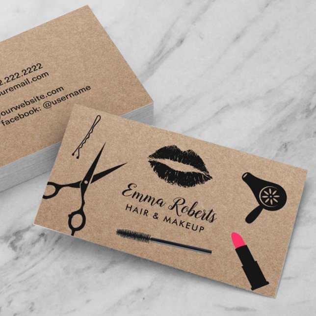 Hair Stylist Beauty Salon Rustic Kraft Hairdresser Business Card (Creator Uploaded)