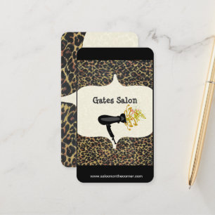 Hair Stylist Beauty Salon Spa Leopard Print Appointment Card