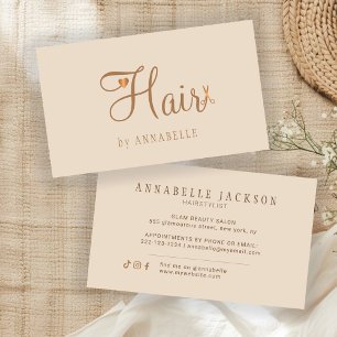 Hair stylist beige neutral modern business card