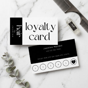Hair Stylist Black And White Client Loyalty Card