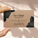 Hair Stylist Black Floral Rustic Kraft Appointment<br><div class="desc">Hair Stylist Black Floral Rustic Kraft Appointment Business Cards.</div>