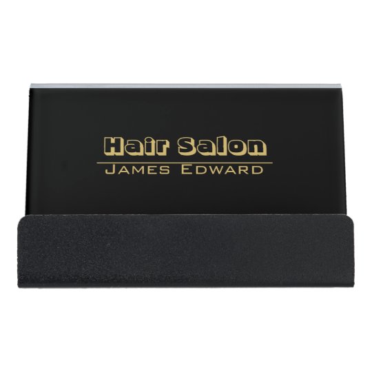 Hair Stylist Black Gold Classic Modern Custom Desk Business Card