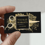 Hair Stylist Black & Gold Floral Beauty Salon Business Card<br><div class="desc">Hair Stylist Black & Gold Floral Beauty Salon Business Cards.</div>
