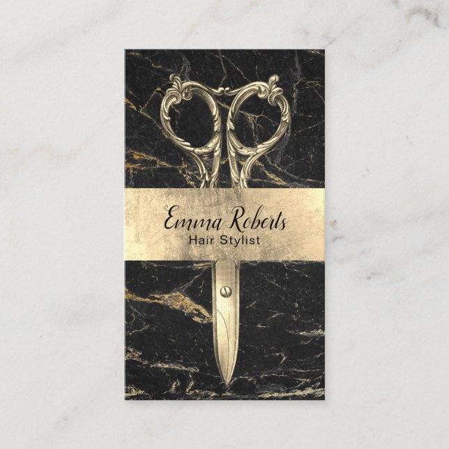 Hair Stylist Black & Gold Marble Salon Appointment (Front)