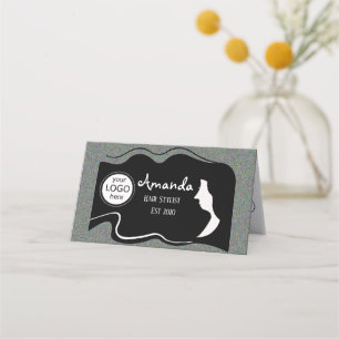 Hair stylist Black Long Hair Folded Loyalty Card