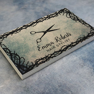 Hair Stylist Black Scissor Vintage Thorn Framed Business Card