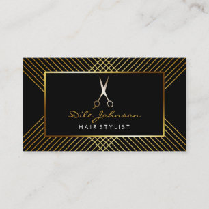 Hair Stylist BlackGold Glitter Saloon Professional Business Card