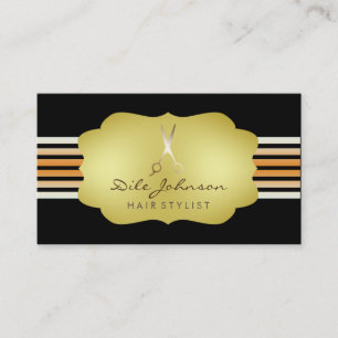 Hair Stylist BlackGold Glitter Saloon Professional Business Card