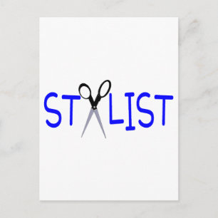 Hair Stylist Blue with Scissors Postcard
