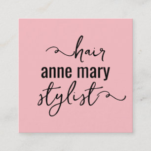 Hair Stylist Blush Pink Girly Beauty Salon Makeup Square Business Card
