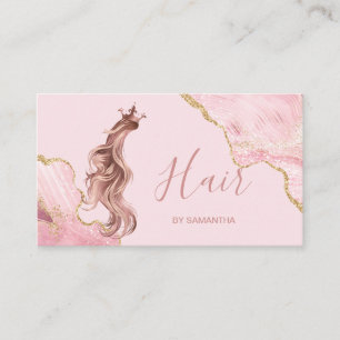 Hair stylist blush pink typography hair extension business card