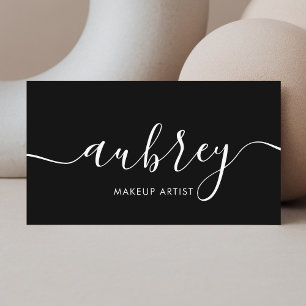 Hair Stylist Bold Script Minimal Black Business Card