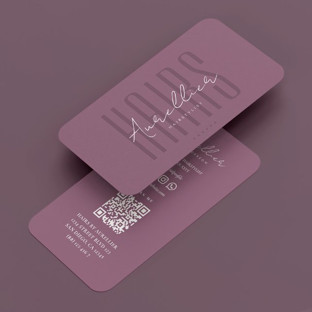 Hair Stylist Braids Barber Dusty Mauve Modern Business Card (Hair Stylist Braids Barber Dusty Mauve Modern Business Card
)