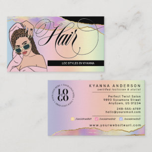 Hair Stylist, Braids, Locs, Salon, Custom Logo Business Card
